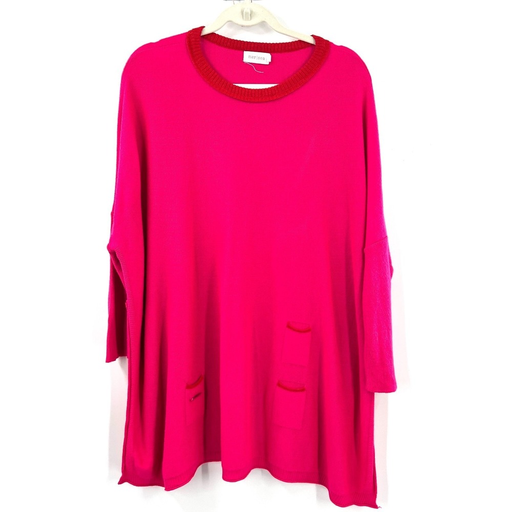 Mersea Catalina Sweater Pink red oversized top effortless chic tunic bright OS